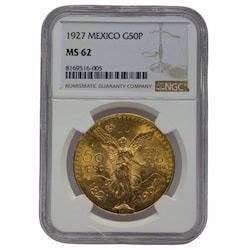 1927 NGC MS-62 Mexican 50 Pesos Gold Coin