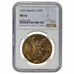 1929 NGC MS-62 Mexican 50 Pesos Gold Coin