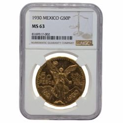 1930 NGC MS-63 Mexican 50 Pesos Gold Coin