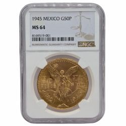 1945 NGC MS-64 Mexican 50 Pesos Gold Coin