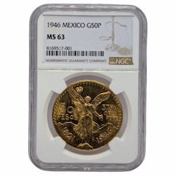 1946 NGC MS-63 Mexican 50 Pesos Gold Coin