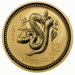 2001 1 oz Year of the Snake Gold Coin - Lunar Series I