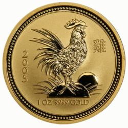 2005 1 oz Year of the Rooster Gold Coin - Lunar Series I