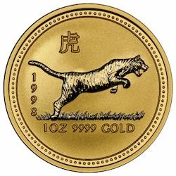 1998 1 oz Year of the Tiger Gold Coin | Perth Mint Lunar Series I