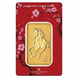 1 oz Year of the Horse Minted Gold Bar - Lunar Series
