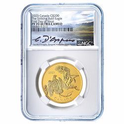 2023 NGC PF-70 First Day of Issue 1 oz Striking Bald Eagle Proof Gold Coin - Claudio D'Angelo Label
