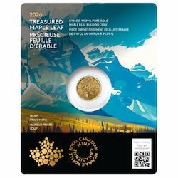 2026 1/10 oz Gold Maple Leaf Coin with Wolf Privy Mark - In Assay