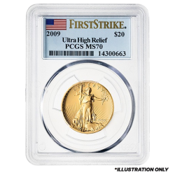 2009 (MMIX) PCGS MS-70 Ultra High Relief $20 Double Eagle Coin