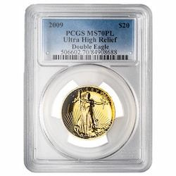 2009 (MMIX) PCGS MS-70 PL Ultra High Relief $20 Double Eagle Coin