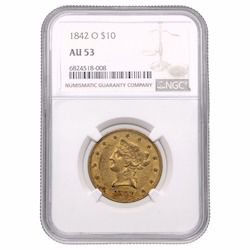 1842-O NGC AU-53 $10 Liberty Eagle Gold Coin