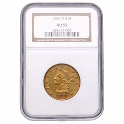 1851-O NGC AU-55 $10 Liberty Eagle Gold Coin