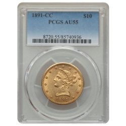 1891-CC PCGS AU-55 $10 Liberty Eagle Gold Coin 