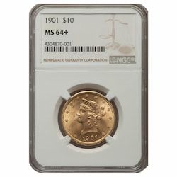 1901 NGC MS-64+ $10 Liberty Head Gold Eagle Coin