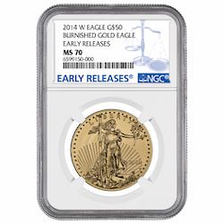 2014-W NGC MS-70 Early Releases 1 oz American Gold Eagle Burnished Coin