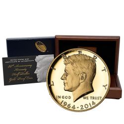 2014-W 3/4 oz Commemorative Kennedy Half Dollar Proof Gold Coin with Box & COA