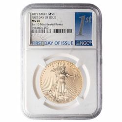 2015 NGC MS-70 First Day of Issue 1 oz American Gold Eagle Coin - From the First 10 Boxes
