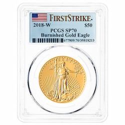 2018 PCGS SP-70 First Strike 1 oz American Gold Eagle Burnished Coin