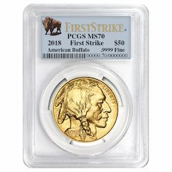 2018 1 oz PCGS MS-70 First Strike Gold American Buffalo (Buffalo Label)
