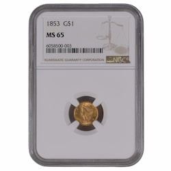 1853 NGC MS-65 $1 Liberty Head Gold Coin - Type I 