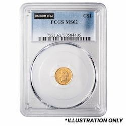 PCGS MS-62 $1 Liberty Head Gold Coin Type I - Random Year
