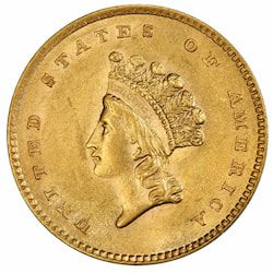 $1 Liberty Head Gold Coin Type II AU - Random Year