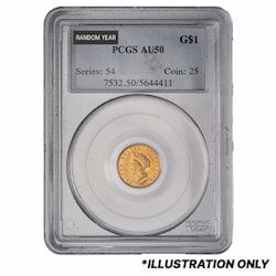 PCGS AU-50 $1 Liberty Head Gold Coin Type II - Random Year