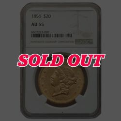 1856 NGC AU-55 $20 Liberty Double Eagle Gold Coin