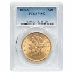 1885-S PCGS MS-62 $20 Liberty Double Eagle Gold Coin