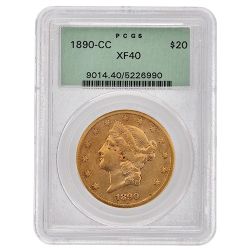 1890-CC PCGS XF-40 $20 Liberty Double Eagle Gold Coin