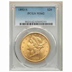 1893-S PCGS MS-62 $20 Liberty Double Eagle Gold Coin