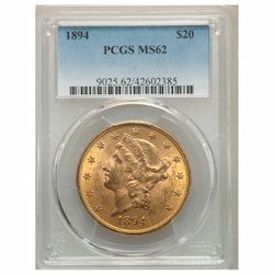 1894 US Gold Liberty Double Eagle $20 Coin PCGS MS-62