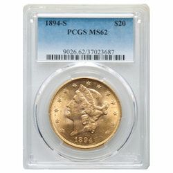 1894-S PCGS MS-62 $20 Liberty Double Eagle Gold Coin
