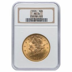 1899 NGC MS-64 $20 Liberty Double Eagle Gold Coin 