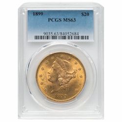 1899 US Gold Liberty Double Eagle $20 Coin PCGS MS-63