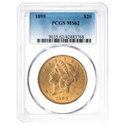 1899-S PCGS MS-62 $20 Liberty Double Eagle Gold Coin 