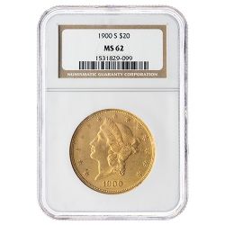 1900-S NGC MS-62 $20 Liberty Double Eagle Gold Coin 