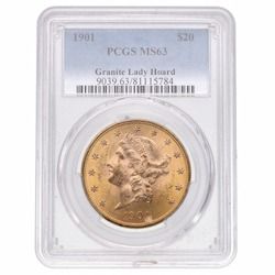 1901 PCGS MS-63 $20 Liberty Double Eagle Gold Coin - Granite Lady Hoard