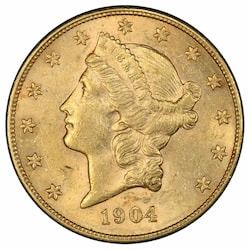 1904 $20 Liberty Double Eagle Gold Coin - AU