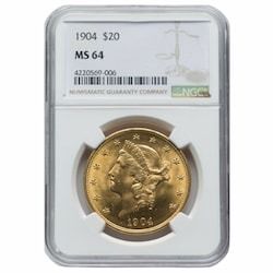 1904 NGC MS-64 $ 20 Liberty Double Eagle Gold Coin