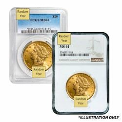 $20 MS-64 Liberty Double Eagle Gold Coin (NGC or PCGS) - Random Year $20 MS-64 Liberty Double Eagle Gold Coin (NGC or PCGS) - Random Year