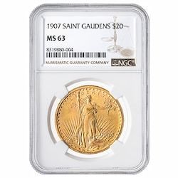 1907 NGC MS-63 $20 St. Gaudens Double Eagle Gold Coin