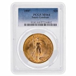 1907 PCGS MS-64 $20 Liberty Double Eagle Gold Coin 