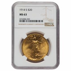 1914-S NGC MS-63 $20 St. Gaudens Double Eagle Gold Coin