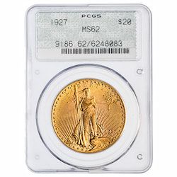 1927 US Gold St. Gauden Double Eagle $20 Coin PCGS MS-62 - Original White Holder