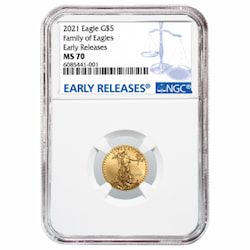 2021 1/10 oz NGC MS-70 ER American Gold Eagle Coin
