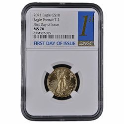 2021 NGC MS-70 First Day of Issue 1/4 oz American Gold Eagle Coin (Type 2) 