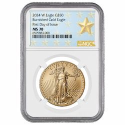 2024-W NGC MS-70 First Day Of Issue 1 oz American Gold Eagle Burnished Coin - West Point Label