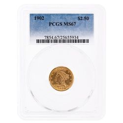 1902 PCGS MS-67 $2.50 Liberty Quarter Eagle Gold Coin