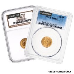 NGC/PCGS MS-66 $2.50 Liberty Quarter Eagle Gold Coin - Random Year