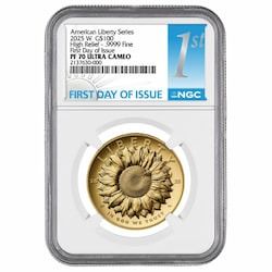 2025-W NGC PF-70 First Day of Issue 1 oz American Liberty - Sunflower High Relief Gold Coin